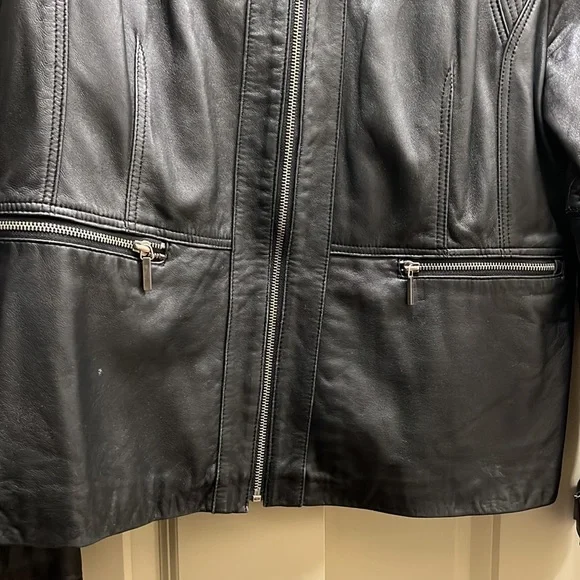 Kenneth Cole Reaction Black Leather Jacket Size XL